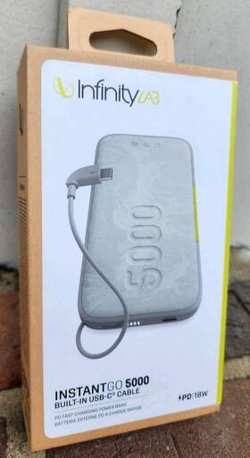 Infinity Lab 050667377243 Infinitylab Instantgo 5000 - 5000mah Fast Charging Wireless Power Bank- White