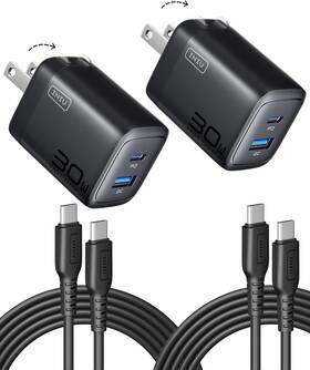 2cable Iniu A12-e1 Usb C Charger Block 2-pack 30w Fast Charging 2pack&2cable Black