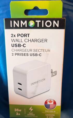2880204 Inmotion 35w/3a Fast 2 Port Wall Charger With Usb-a And Usb-c Ports - White