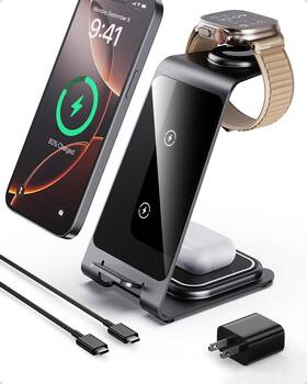 Intoval 712215048776 3-in-1 Wireless Charging Station For 16-11 Watch 10 Ultra Y93 Grey