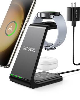 S3-blak Intoval Wireless Charger Charging Station For Samsung Galaxy Phone/watch/bud