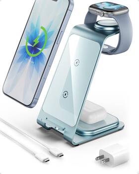 Y93-n-blau Intoval 3 In 1 Wireless Charging Station For Iphone 17 16 15 14 13 12 11 Pro Max X Xs