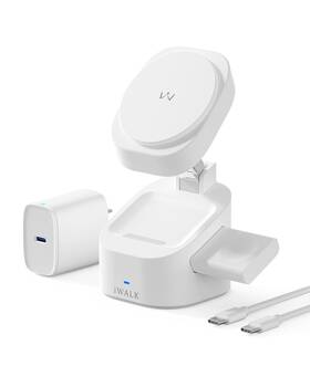 Mxs007 Iwalk 3-in-1 Magnetic Wireless Charging Stand 15w Foldable Charger Station F