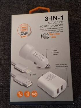 James Paul 789531964417 Wall Car Charger Kit Usb-c Lighting For Iphone 15 Galaxy S23 S22 Pixel 5 Inch Cord