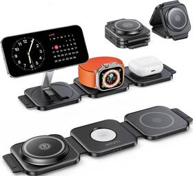 Jargou Jargou-3in1 3-in-1 Foldable Magnetic Fast Qi Wireless Charging Station Black