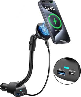 X19a Jbqcbl Mag-safe 15w Car Mount Cigarette Lighter Wireless Phone Charger Black