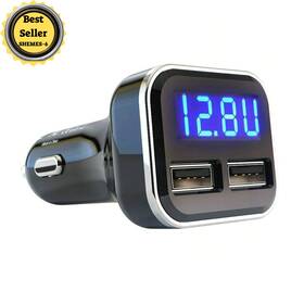 Jebsens 788988351092 4.8a 24w Dual Usb Car Charger Volt Meter Battery Monitor With Led Voltage