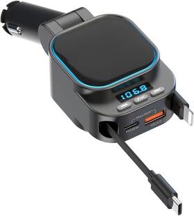 Bc62 Joulpouza Retractable Car Charger 96w With Bluetooth Adapter 4 In 1 Fast Black