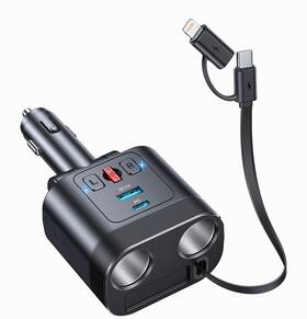 Jr-ccl03 Joyroom 5 In 1 Car Cigarette Lighter Adapter 140w Fast Charging Charger