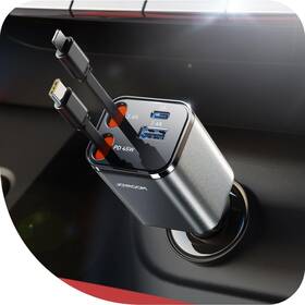 Jrccl05 Joyroom 2025 Ultra-compact Retractable Car Charger 84w Usb C