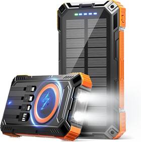 Bz-717 Jskei Solar Portable Charger 49800mah Wireless Power Bank With 4 Built-in Orange