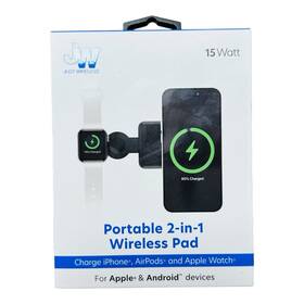 04101-v Just Wireless Portable 2-in-1 Charging Pad For Apple And Android 15w