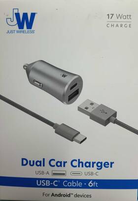 Qc3.0 Just Wireless 705954030393 3.4a/17w 2-port Usb-c And Car Charger Type-c