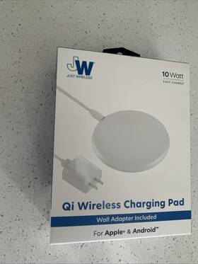 Just Wireless 705954040897 Qi Charging Pad 10w Fast Charge 6ft Cable White