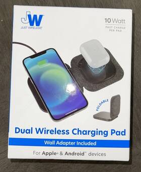 Just Wireless 705954040927 20w Dual Qi Foldable Charging Pad With 4ft Tpu Cable - Black New