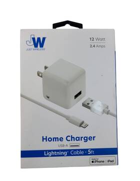 Just Wireless 705954041818 2.4a Single Usb Abs Wall Charger With 5 Ft