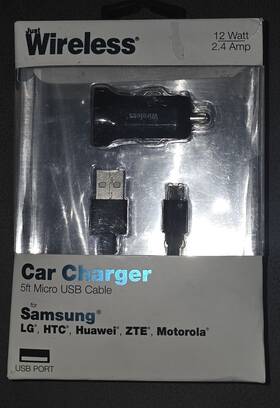 Just Wireless 705954044376 Car Charger Usb 5 Ft Micro Cable Black Lg Htc Huawei