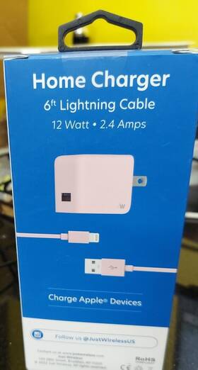 Just Wireless 705954044413 Jw Home Charger 6 Ft Cable 12 Watt. New
