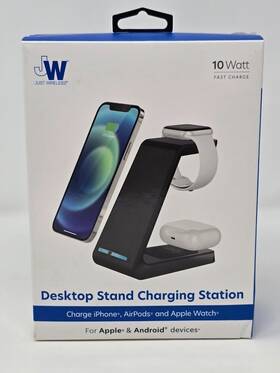 83550000 Just Wireless 3-in-1 Qi Charging Pad With 6ft Tpu Cable - Black Used