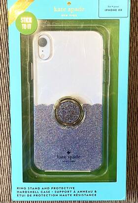 Kate Spade 191058109385 New Hard Shell Case With Ring Stand For Iphone Xr Glitter Ace Of