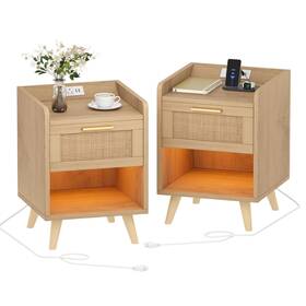Kc002 Keehusux Night Stands Set Of 2 13.8 Inch W Nightstands With Charging Station Boh