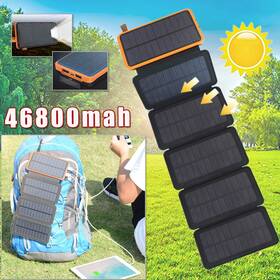 Hl-s225p Kepeak Solar Charger 46800mah Power Bank With Folding 6 Panels 2 Usb For Outdoor