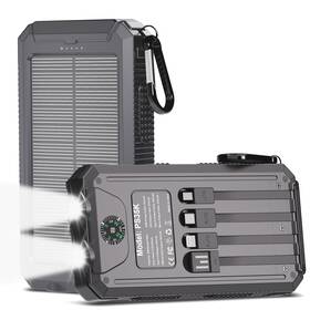Ps35k Kepswin Solar Charger 20 000mah Portable Power Bank 4 Cables Outdoor Black