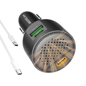 Ibs-vc38 Ketsoobi 170w Car Usb Charger With Built-in Heat Dissipation System 3 Ports Adapt