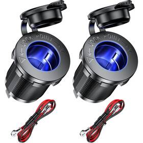 Kewig 613965491877 12v Cigarette Lighter Socket With Blue Led Waterproof