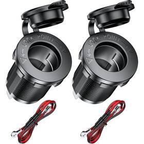 Kewig 613965491884 12v Cigarette Lighter Socket Dc 24v Car Boat Atv Rv Waterproof Plug 2 Pack