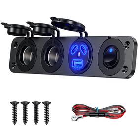 Kwg-sp24 Kewig 4 In 1 Marine Switch Panel 12v 108w 3 Ports Usb C Outlet Dual Pd 45w And 18w U