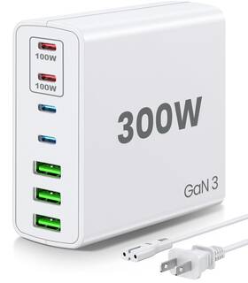 300w Knild 797417409952 Usb C Fast Charger Block 7 Port Charging Station Hub Brick - Dual P