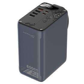 A49q Konfulon 80000mah Pd 30w Power Bank Fast Charging Usb C 5 Outputs Lcd Display Grey