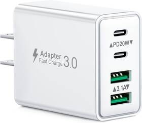 Pd3601 Kouemgi Usb C Charger Block Fast Charging 40w 4-port Wall 1-pack White