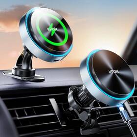 Kpon 797999462253 For Magsafe Car Charger Mount 15w Fast Charging Led 2in1 Magnetic Wireless C