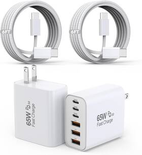 Xhd-pd65w3c3a Kruidvat 65w Usb C Charger Block 2pack 6-port Fast Charging With 6ft Long