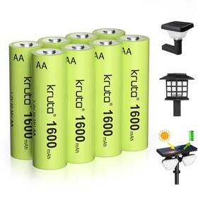 Aa1600-8-green Kruta Ni-mh Aa Rechargeable Batteries Double A 1600mah High Capacity 1.2v Pr