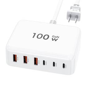 Xhd-pd100w Kthall 3c 3a 100w Gan Usb C Fast Charger Block Compact 6 Port Charging Station Hub Bri