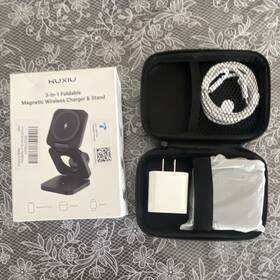 X0037ya1c1 Kuxiu 3-in-1 Foldable Magnetic Wireless Charger And Stand Black