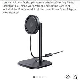 Lamicall 850047530042 All Lock Desktop Magnetic Wireless Charging Phone Mount Usb-c