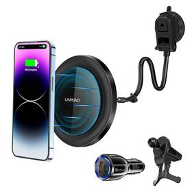 Lamjad 760627625085 For Magsafe Car Mount Charger Magnetic Fast Charging 15w Wireless Ca