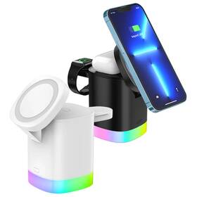Mc3in1w Lax Gadgets 3-in-1 Magsafe Compatible Compact Wireless Charging Station With Le