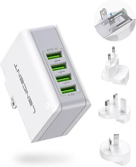 A4403 Lencent Multiple Usb Wall Charger 22w/4.4a 4 Port Travel 22w White