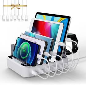 Pw018-2pd Lenumb Qc Flash Charge 84w/12a 2pd Usb C&qc 3.0 6-port Charging Station Ios/android