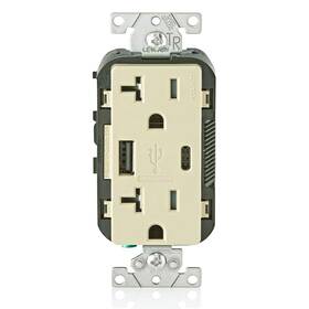 T5833-i Leviton Type A And Type-c Usb In-wall Charger With 20a Tamper-resistant Outlet