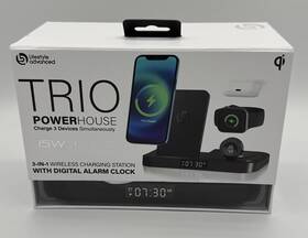 Lifestyle Advanced 049008345621 3-in-1 Qi Wireless Charging Station With Alarm Clock Apple Watch Airpods Iphone