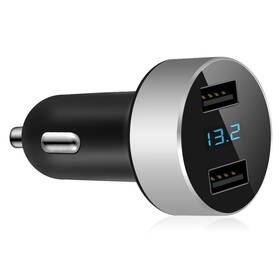 Hy-36 Lihan 2 Usb Car Charger 12v/24v Voltage Meter Output 4.8a Cigarette Silver