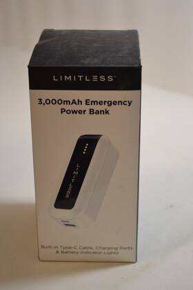 Lim-emr3kpb-mo83 Limitless 810173090926 3 000mah Emergency Power Bank White
