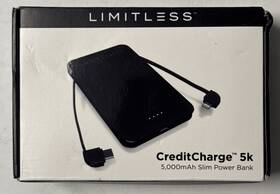 Limitless 850052597757 Creditcharge 5k 5000mah Slim Power Bank Black Metallic