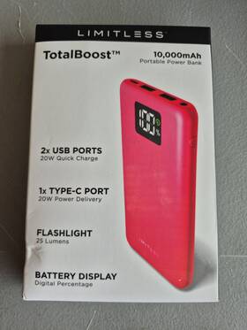 Limitless 855854004120 10 000mah Portable Power Bank 20w Paradise Pink Total Boost